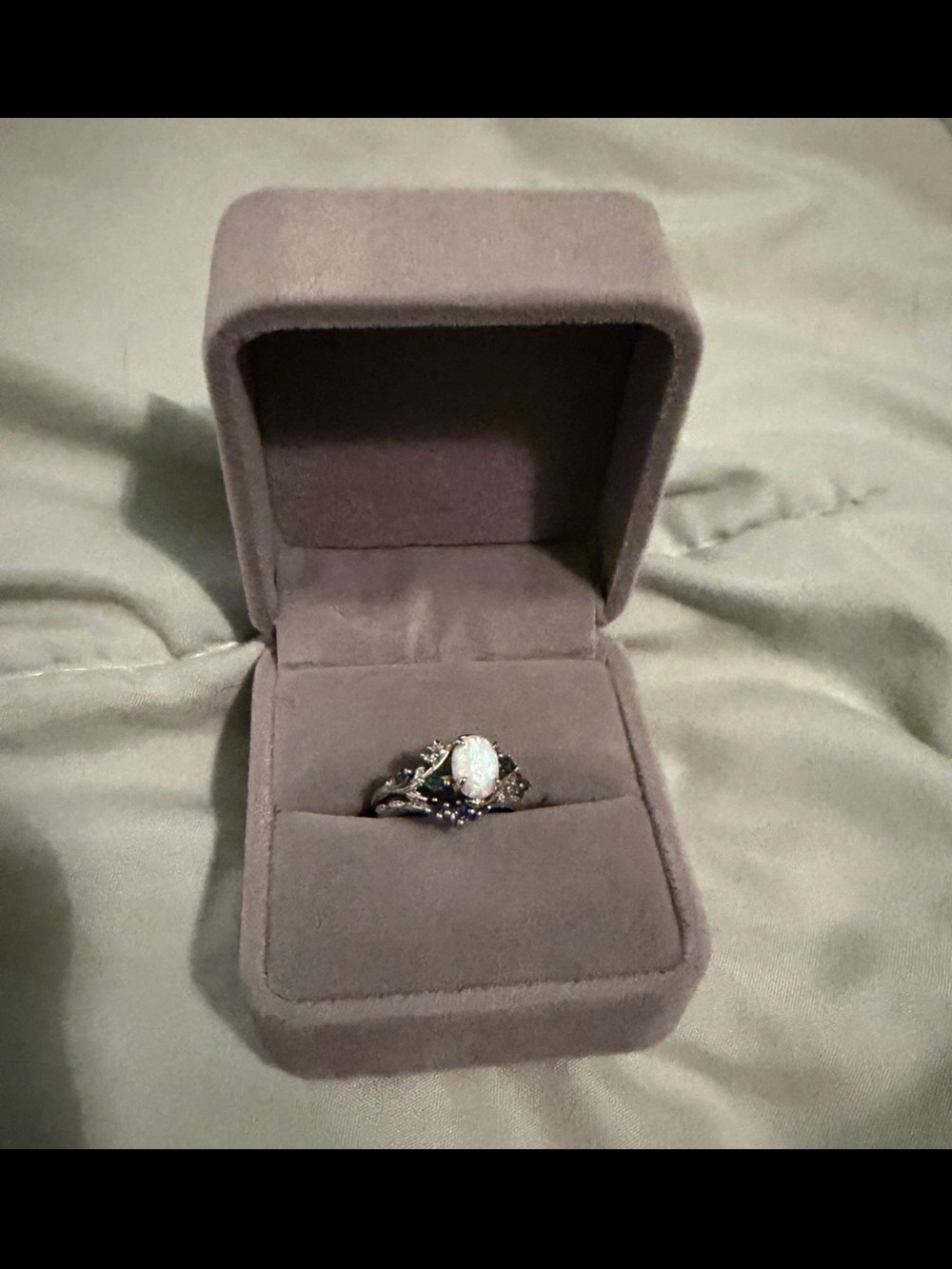Opal and emerald Ring, size 6- Women Jewelry